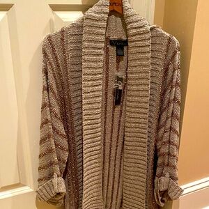 Avenue Tan and Cream Cardigan Sweater